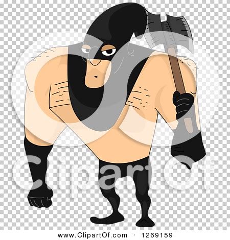 Clipart Of A Beefy Male Executioner Holding An Axe Royalty Free