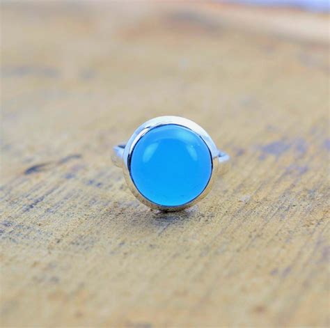 Sterling Silber Blau Chalcedon Ring Silber Ring Geschenk F R Etsy De