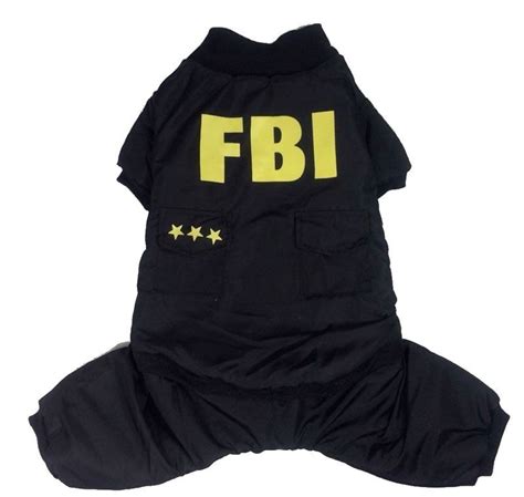 Black FBI Coat Jacket Costume Windproof Jumpsuit Medium Large Dog ...