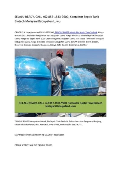 Selalu Ready Call Kontaktor Septic Tank Biotech