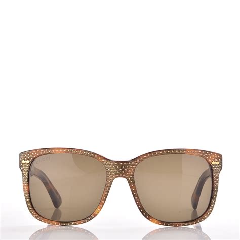 Gucci Rhinestone Acetate Square Sunglasses 3871 S Tortoise 221887