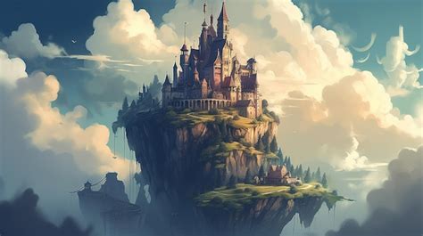 Premium AI Image | A castle in the clouds Fantasy concept Illustration ...