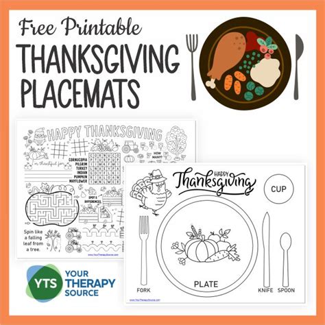 Thanksgiving Coloring Placemats Free Printables Your Therapy Source