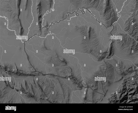 Kunduz Province Of Afghanistan Grayscale Elevation Map With Lakes And