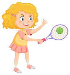 Cute Girl Tennis Player Cartoon Royalty Free Vector Image