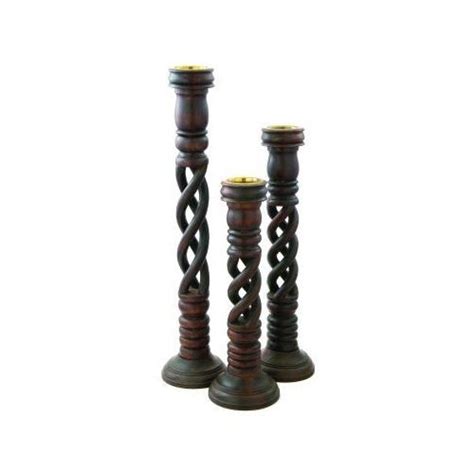 Hand Carved Wood Candle Holders Set Of 3 Floor Size Home Candle