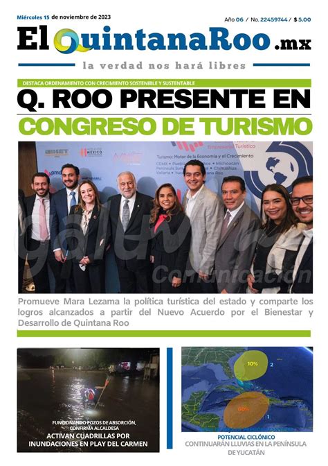 Portadas De Prensa En Quintana Roo 15 De Noviembre Del 2023