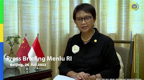 Keterangan Pers Menteri Luar Negeri Beijing 26 Juli 2022 YouTube