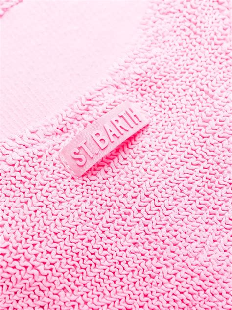 Mc Saint Barth Elise Seersucker Texture Bikini Bottoms In Pink Modesens