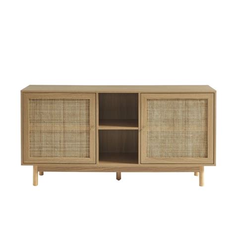 Buffet effet chêne et cannage rotin 150 cm Helena Maisons du Monde