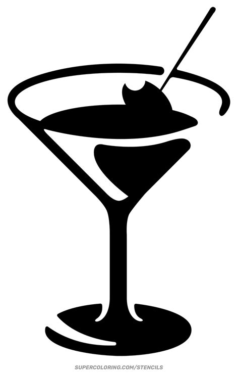 Stencil Of Cocktail Glass Free Printable Papercraft Templates