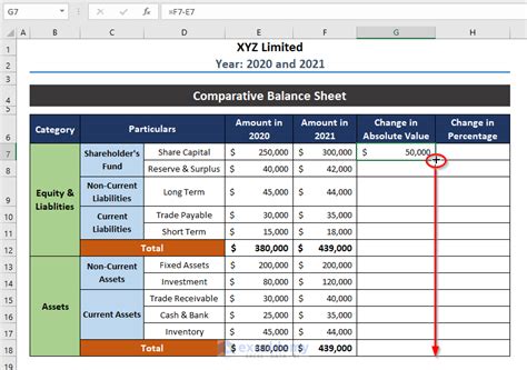 How To Create Comparative Balance Sheet Format In Excel Steps