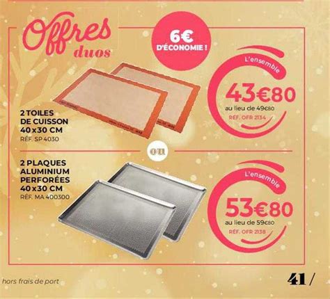 Promo 2 Toiles De Cuisson 40 X 30 Cm 2 Plaques Aluminium Perforées 40