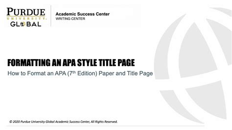 APA 7th Title Page