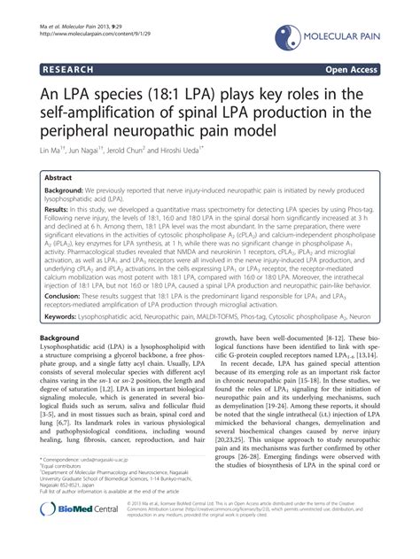 (PDF) An LPA Species (18:1 LPA) Plays Key Roles in the Self ...
