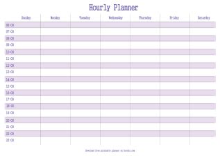8 hourly planner printable templates