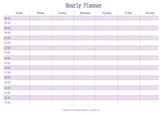 8 Hourly Planner Printable Templates - Download in PDF for Free