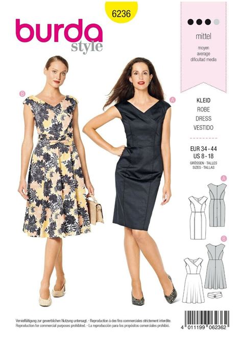 Burda Schnittmuster 6236 Damen Kleid Alfatex Webshop