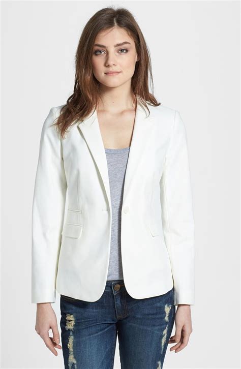 Vince Camuto Stretch Cotton One Button Blazer Nordstrom Womens Cotton Blazer White Blazer