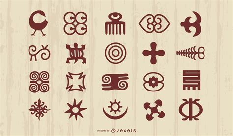 Adinkra African Symbols Silhouette Set Vector Download