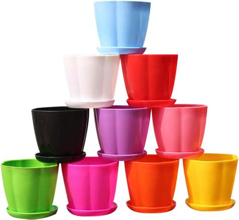 10 pcs 11cm Pots de fleurs coloré en plastique Pots de fleurs Pots de