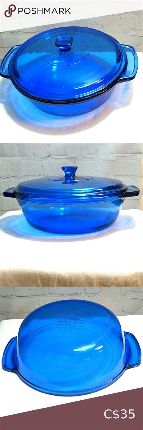 Vtg Anchor Hocking Cobalt Blue Glass Casserole Dish With Lid Blue