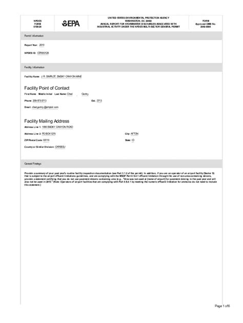 Fillable Online Annual Report For Stormwater Discharges Associated With