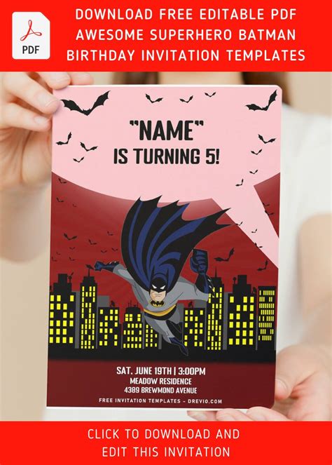 Free Editable Pdf Awesome Gotham City Batman Birthday Invitation Templates Drevio Free And