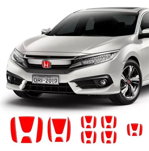 Kit Emblemas Civic G Logo Honda Aplique Vermelho Refletivo Mercadolivre