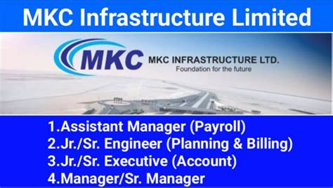 MKC Infrastructure Ltd Hiring 2024 Billing Planning Engineer