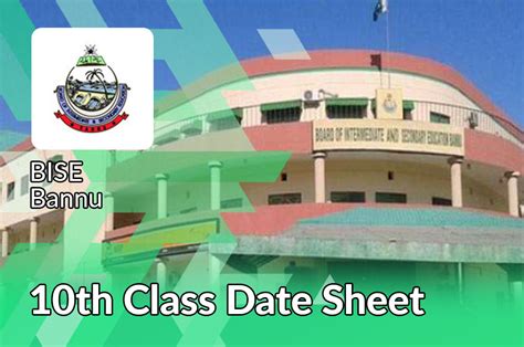 Bise Bannu Board 10th Class Date Sheet 2025