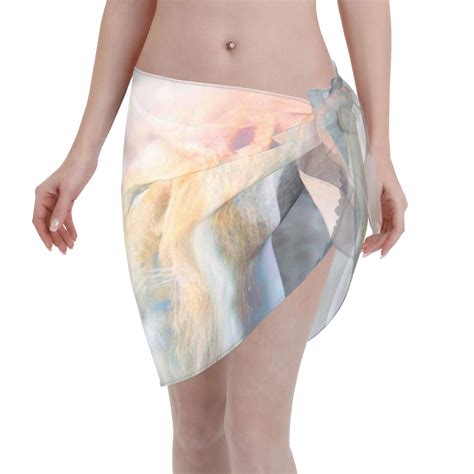 Adobk The Cat Looks In The Mirror Swimsuit Coverups For Women Beach Bikini Short Skirt For