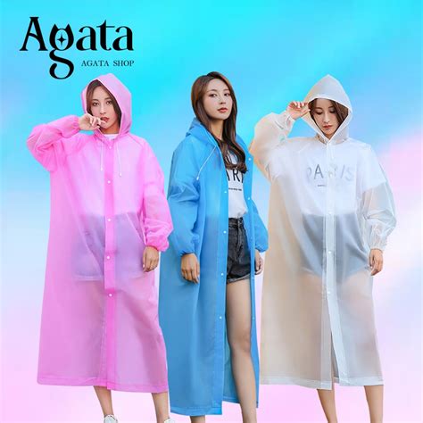 Jual Jas Hujan Bahan Tebal Motif Polos Dewasa Unisex Eva Raincoat