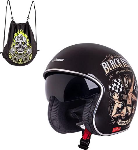 Kask motocyklowy W Tec Otwarty Z Blendą V537 Black Heart Chopper Matowy