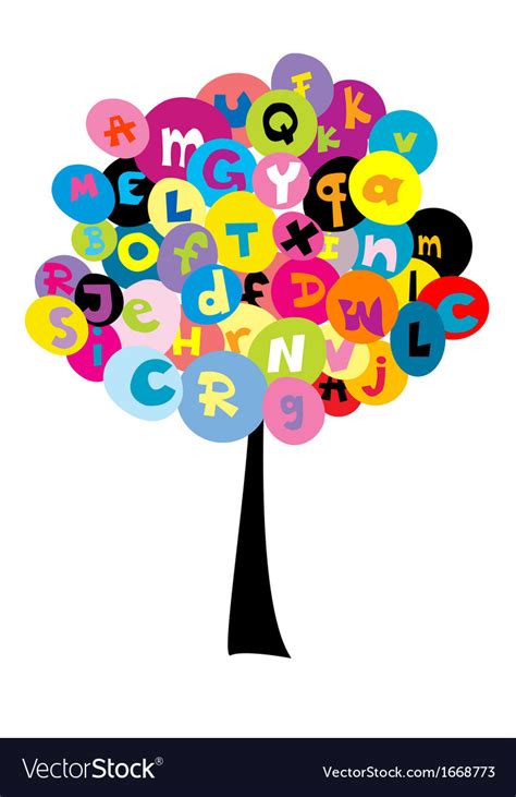 Abstract Tree With The Letters Of Alphabet Vector Image