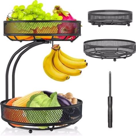 2-Tier Fruit Bowl with Banana Hanger – ZEUS & RUTA