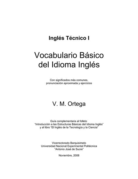 Vocabulario Basico Ingles Espanyol Pdf