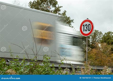 Speed Limit Sign 130 at Autobahn, Highway Germany Stock Image - Image ...