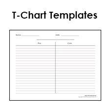 Blank T-Chart Templates | Printable Compare and Contrast Chart PDFs