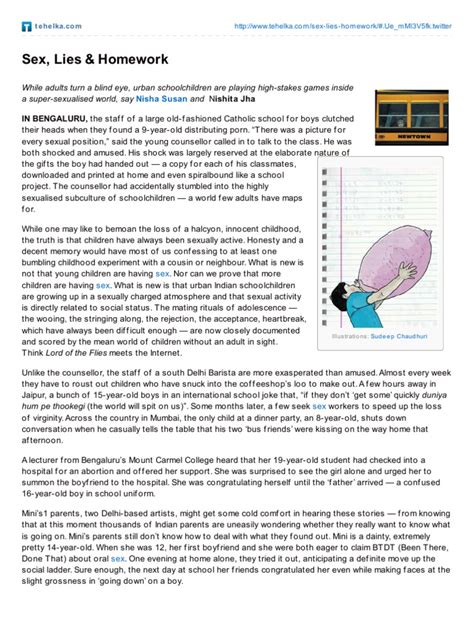 Sex Lies Amp Homework Sex Education Adolescence Free 30 Day Trial Scribd