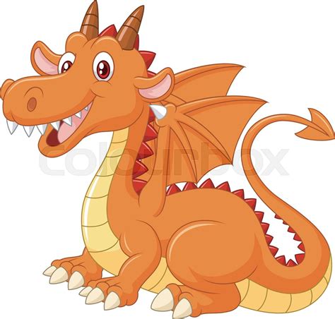 Adorable Dragon Sitting Stock Vector Colourbox