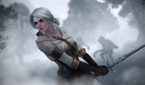 Fondos De Pantalla Arte Digital El Brujo Ciri Pelo Blanco Espada