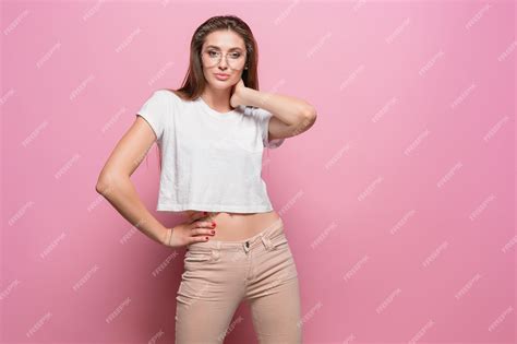 Free Photo Pretty Young Sexy Fashion Sensual Woman Posing On Pink