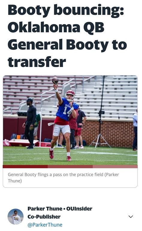 Oklahoma Qb General Booty Has Entered The Transfer Portal R Cfb