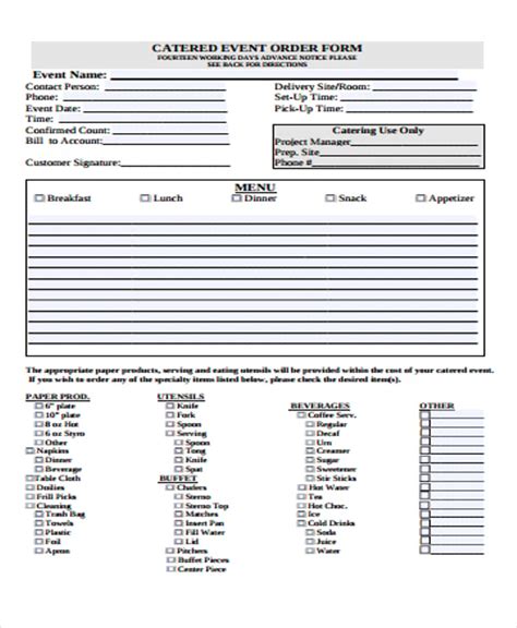 Banquet Event Order Form Template Portal Tutorials