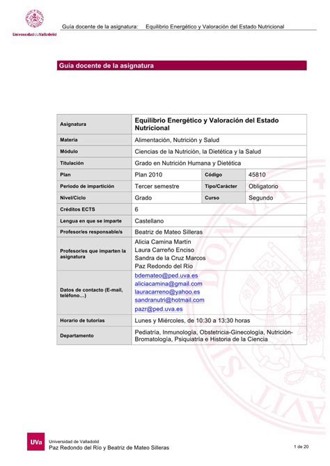 Pdf Gu A Docente De La Asignatura Equilibrio Energ Tico Y