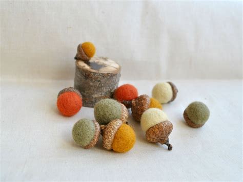 Wool Acorns Thanksgiving Decor Felted Set Of 10 Acorns Real Etsy