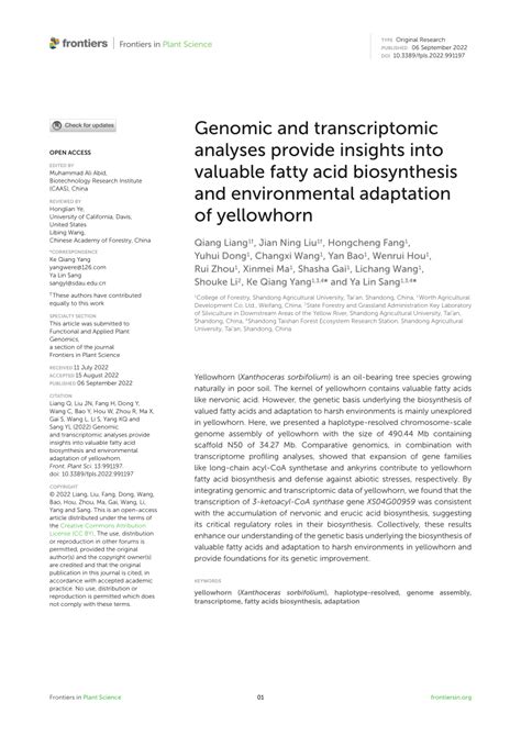 PDF Genomic And Transcriptomic Analyses Provide Insights Into