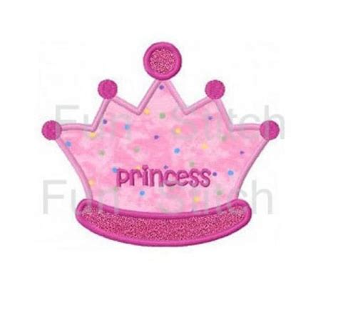 Princess Crown Applique Machine Embroidery Design Etsy