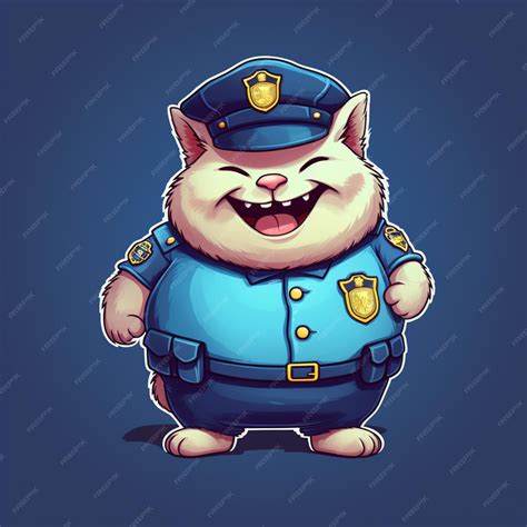 Premium Ai Image Cartoon Cat Police Character With A Blue Uniform And